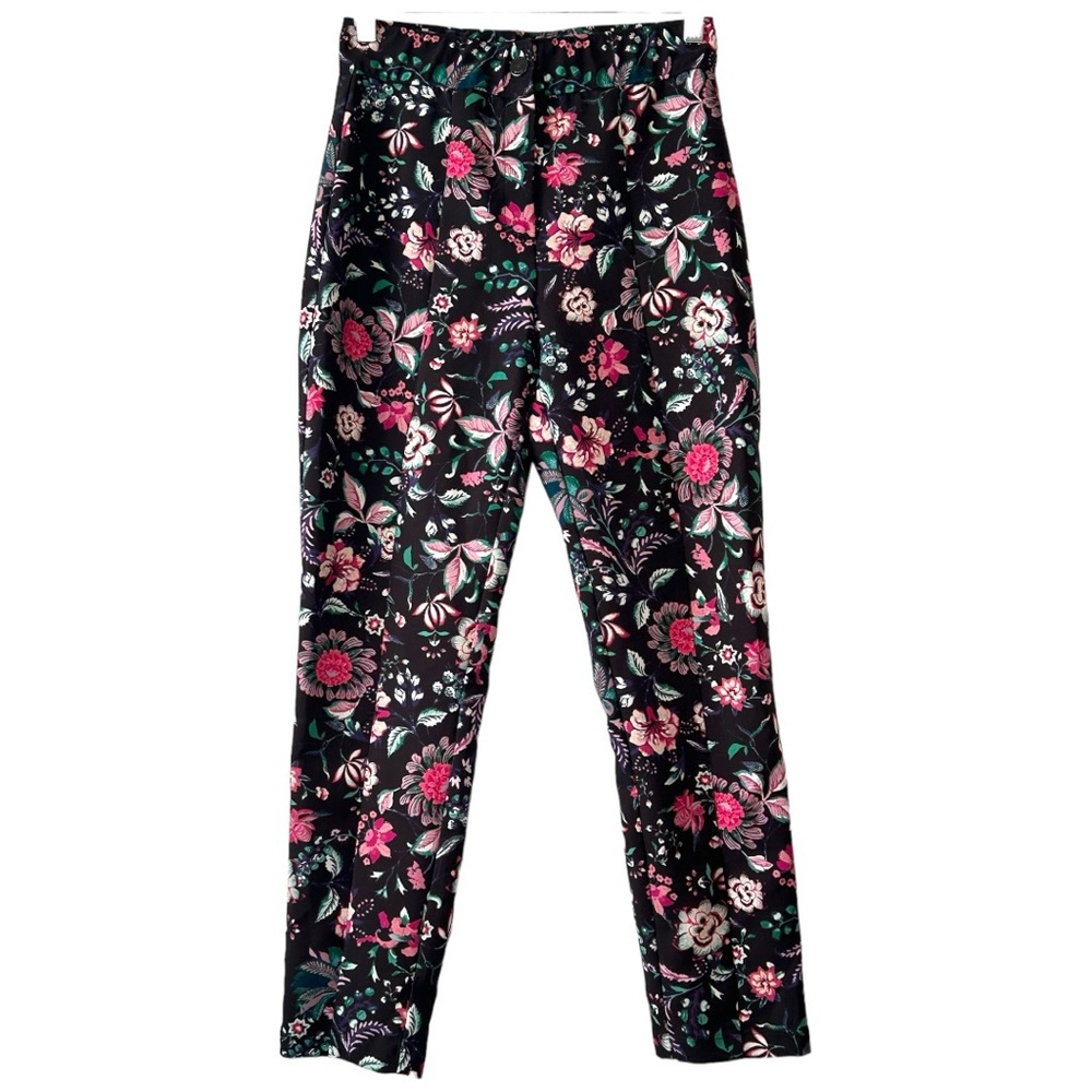 Julio Women’s Black Floral‎ Cropped Pants  Sz 6